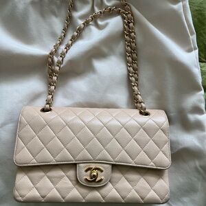 Chanel Medium Flap in Caviar Leather Beige